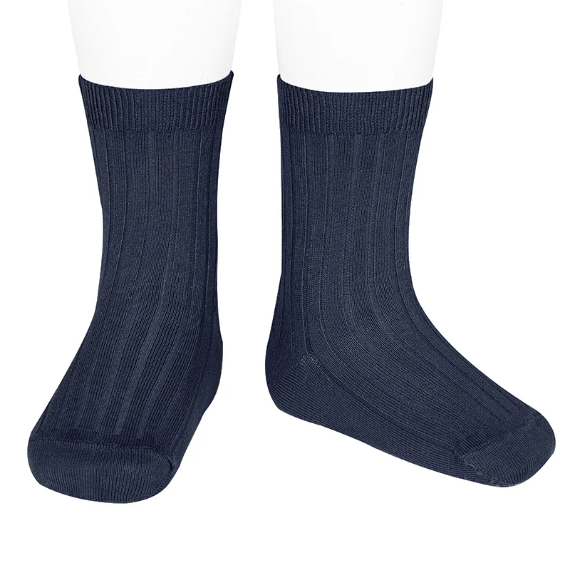 Chaussettes hautes côtelées - Bleu marin