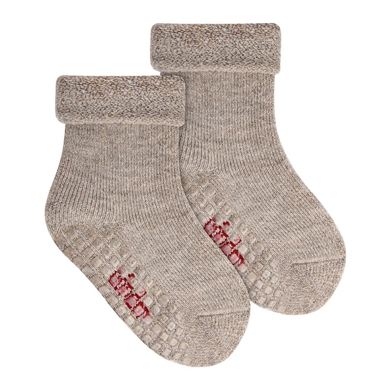 Chaussettes chunky | laine mérinos - Nougat antidérapant