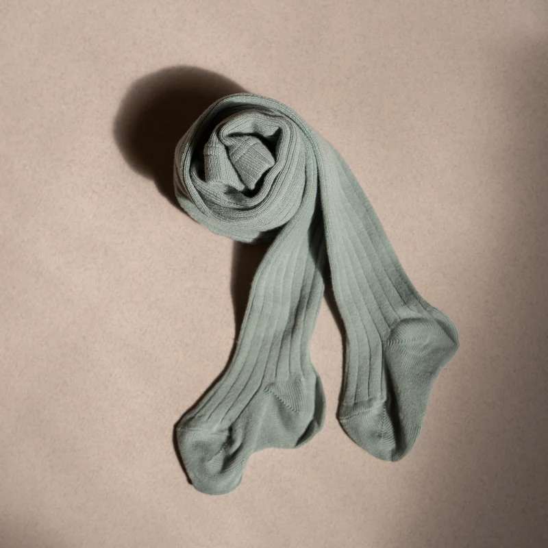 Collant côtelé | coton - Dry green