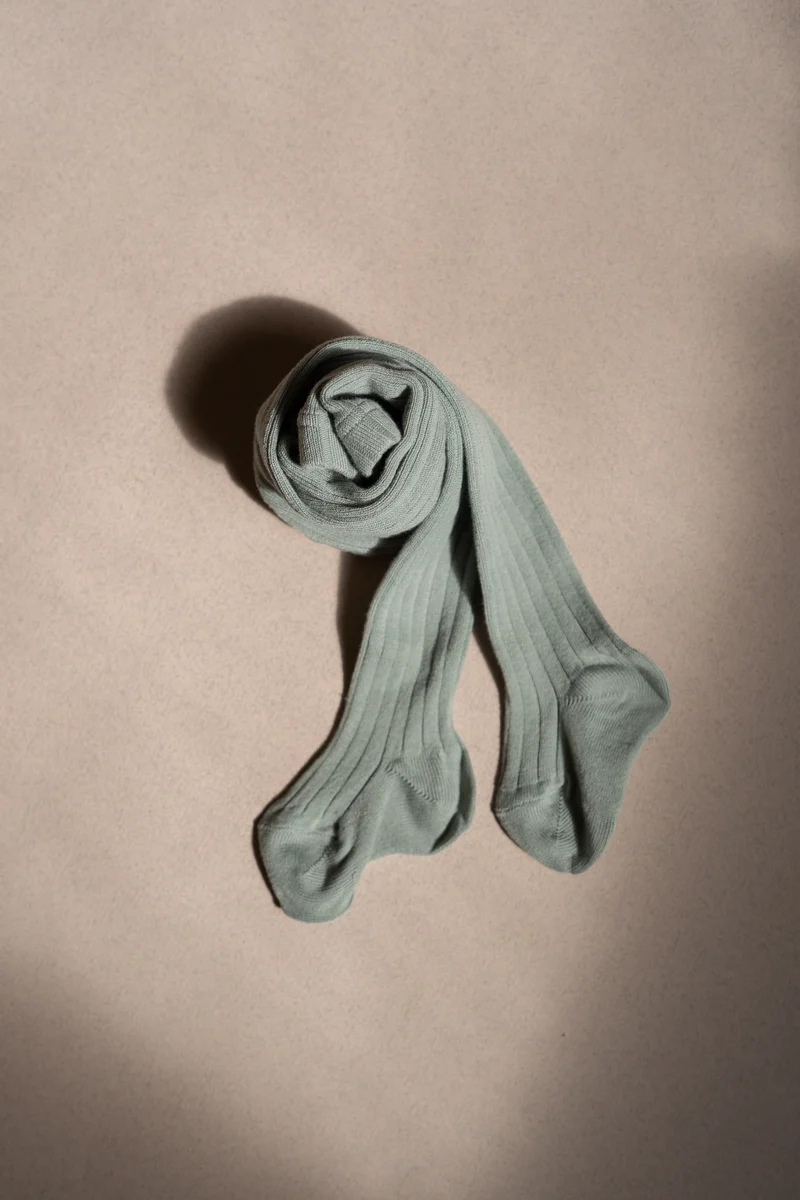 Collant côtelé | coton - Dry green
