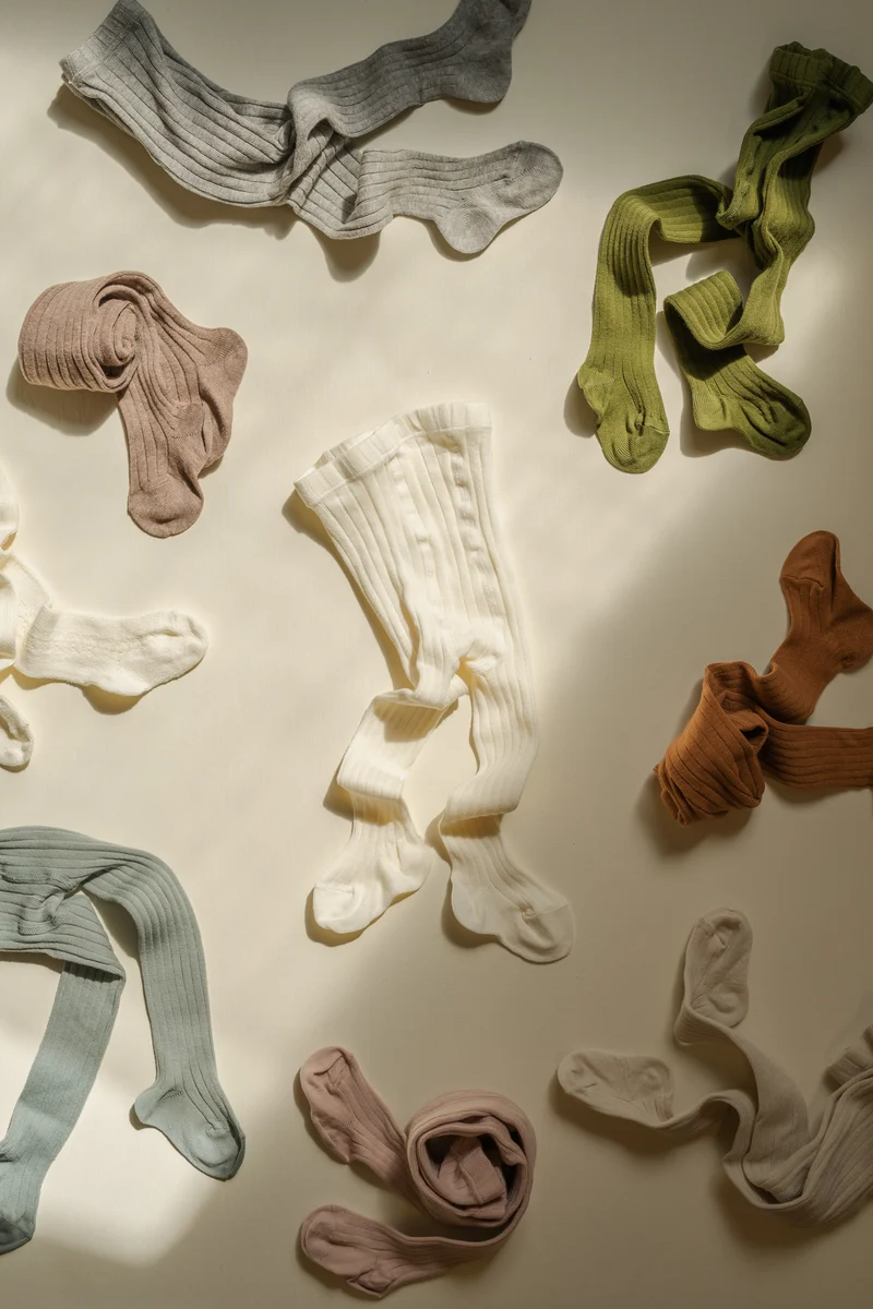 Collant côtelé | coton - Dry green