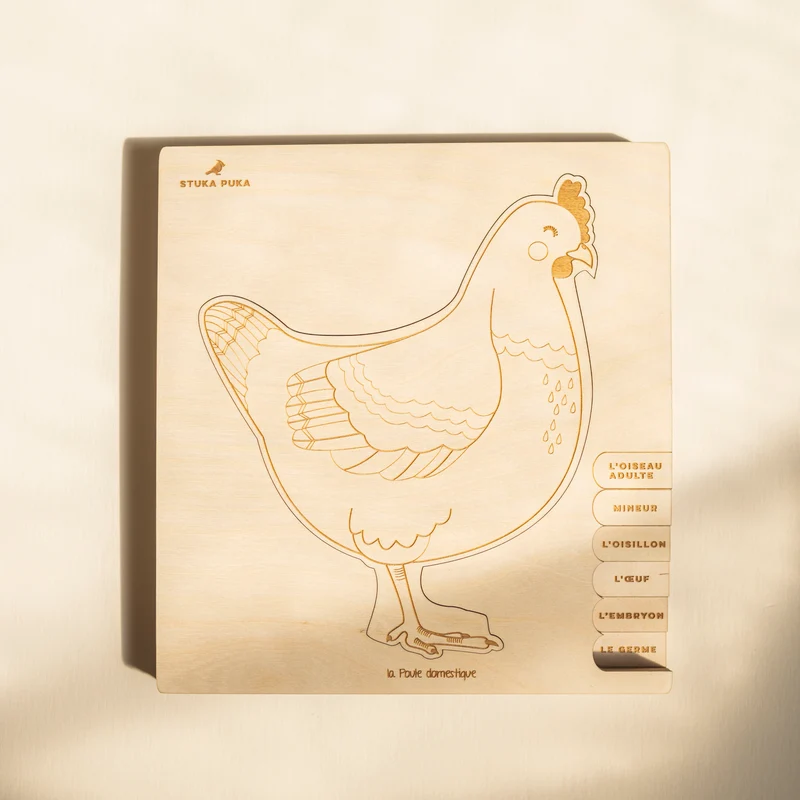 Casse-tête en bois éducatif (français) - Poule