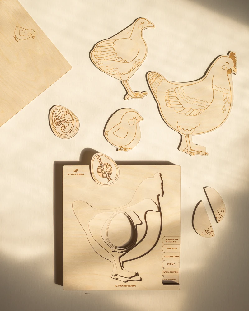 Casse-tête en bois éducatif (français) - Poule