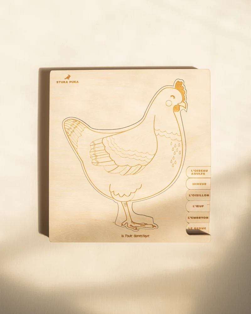 Casse-tête en bois éducatif (français) - Poule