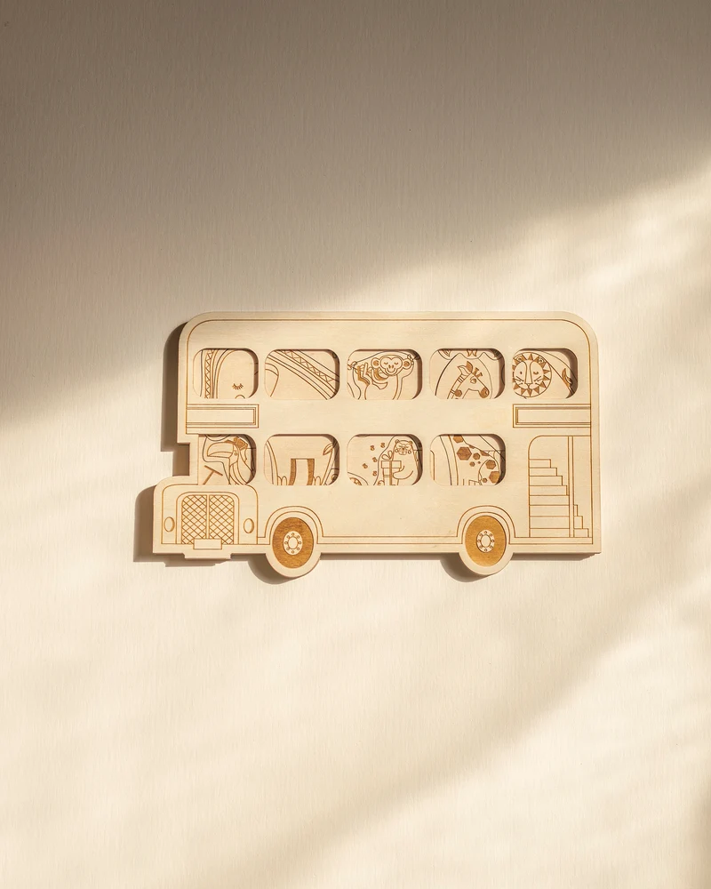 Casse-tête en bois éducatif (français) - Autobus animale