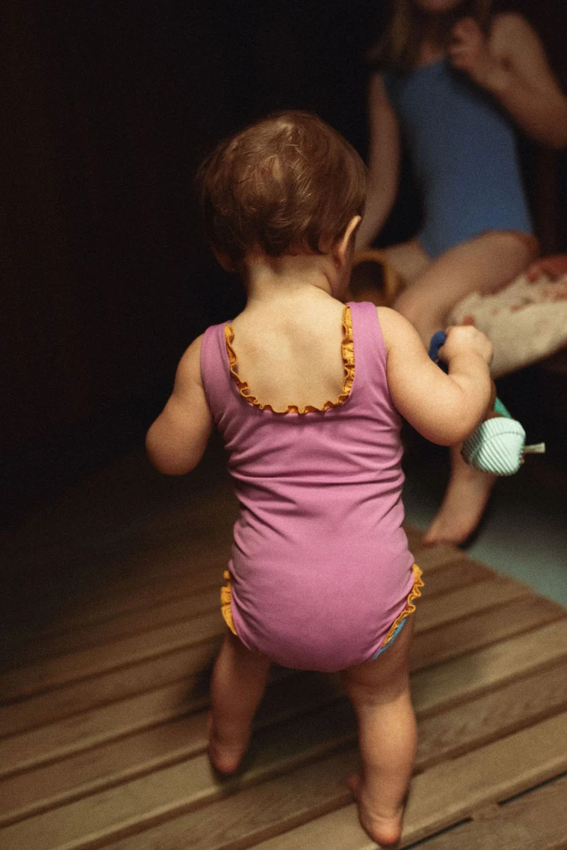 Maillot une-pièce réversible ♻️ | Lucile - Rose / Cyan
