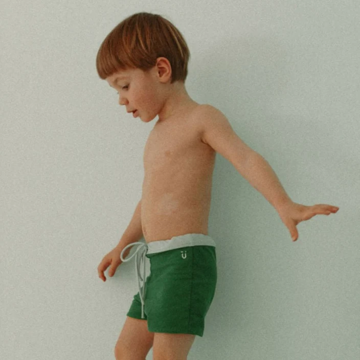 Maillot short réversible ♻️ | Gustave - Pêche / Vert
