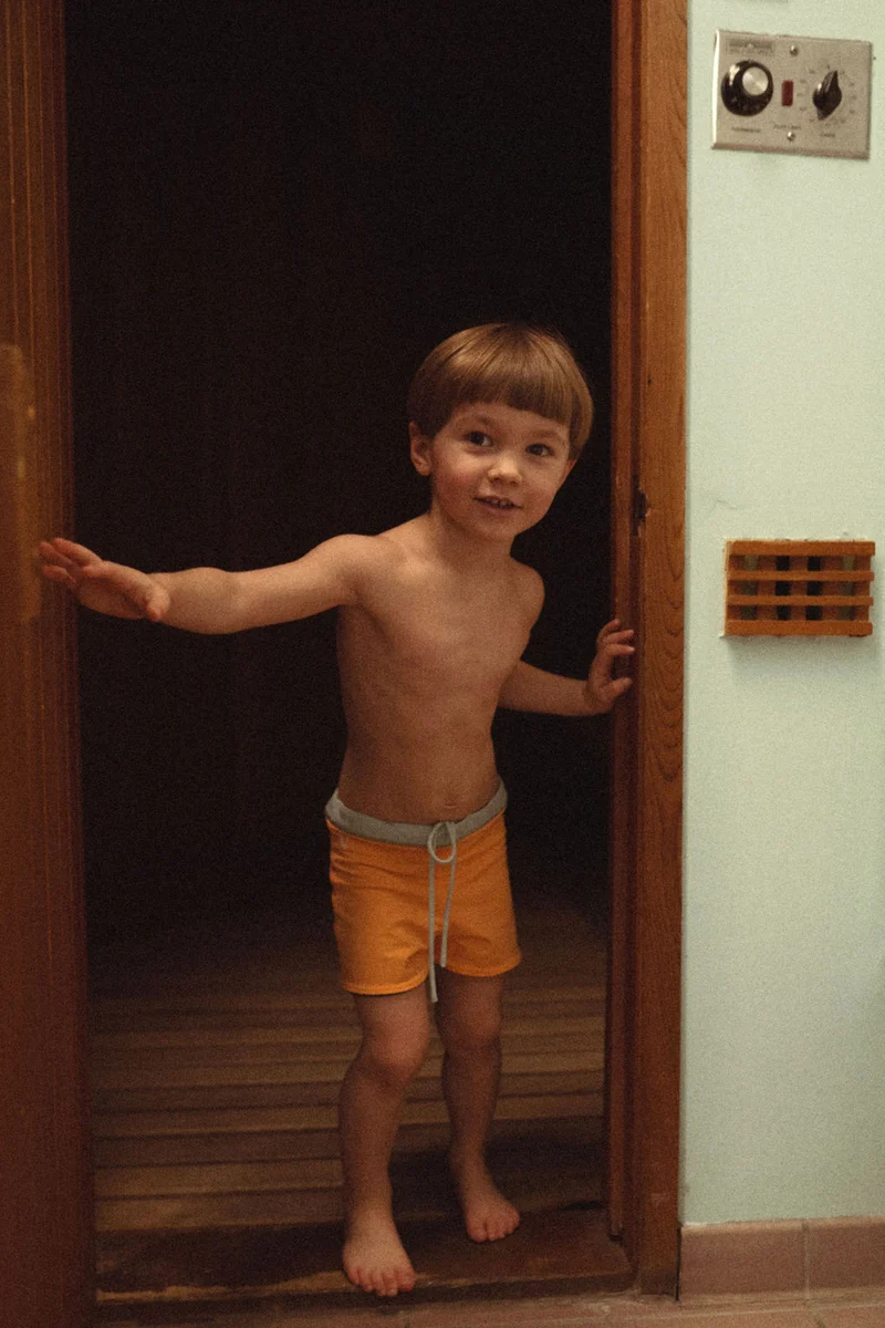 Maillot short réversible ♻️ | Gustave - Pêche / Vert