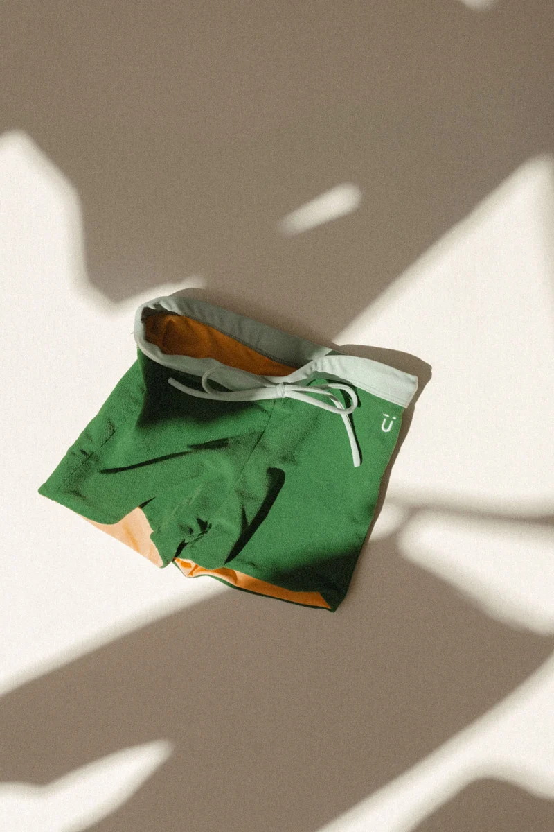 Maillot short réversible ♻️ | Gustave - Pêche / Vert
