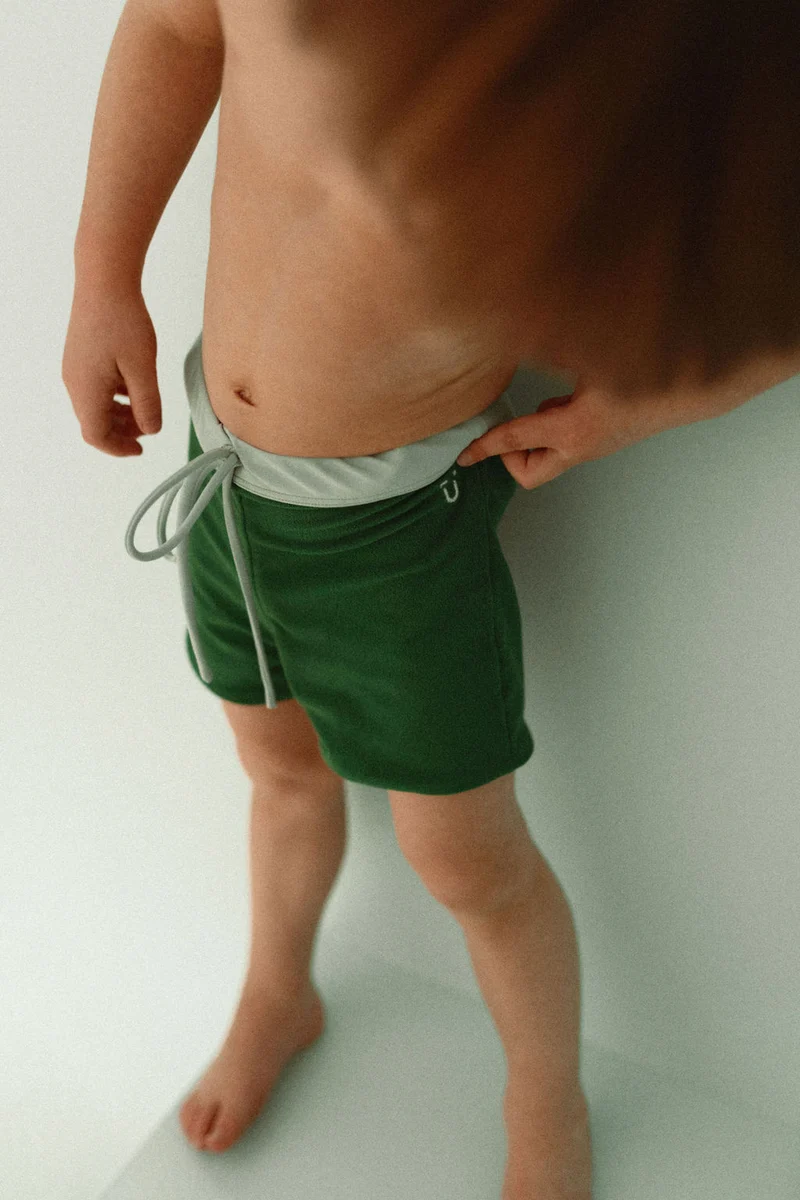 Maillot short réversible ♻️ | Gustave - Pêche / Vert