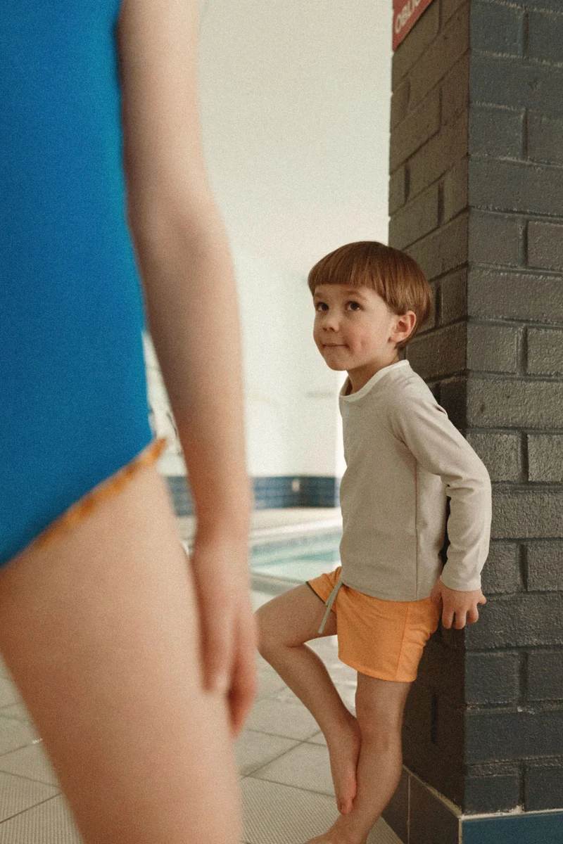Maillot short réversible ♻️ | Gustave - Pêche / Vert