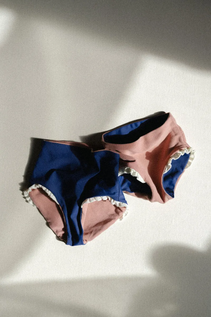Maillot 2 pièces réversible ♻️ | Greta - Marine / Blush