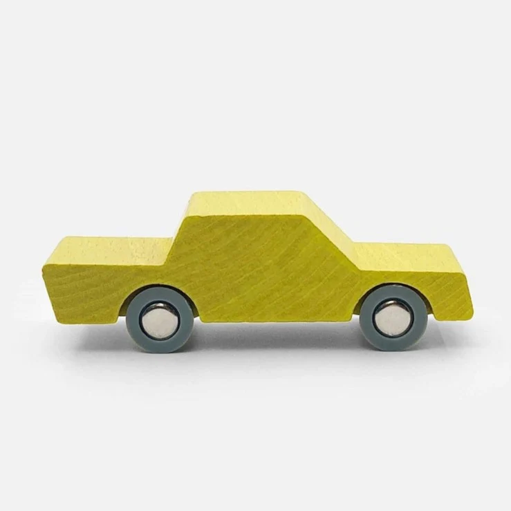 Voiture en bois - Jaune