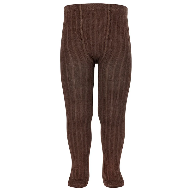 Collant côtelé | coton - Chestnut