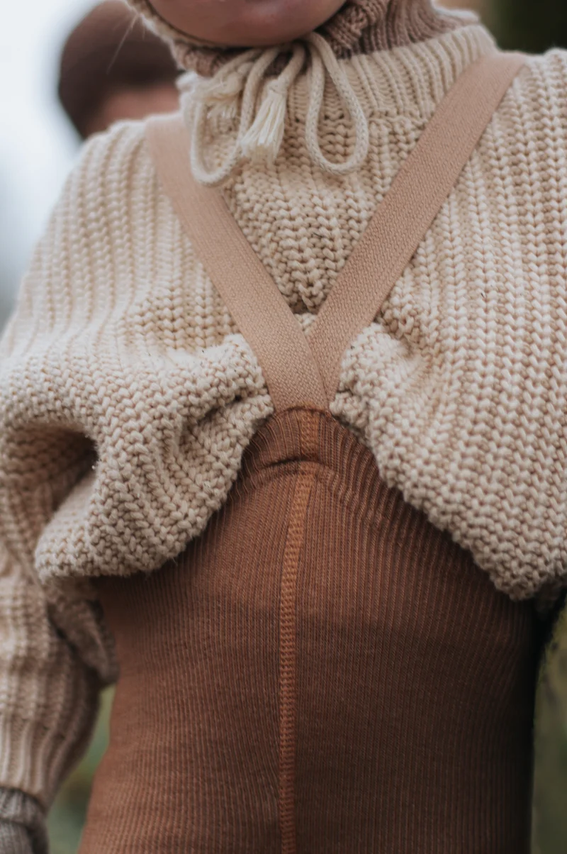Collant à bretelles | Mérinos - Cappuccino brown