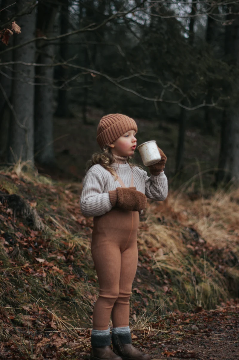Collant à bretelles | Mérinos - Cappuccino brown