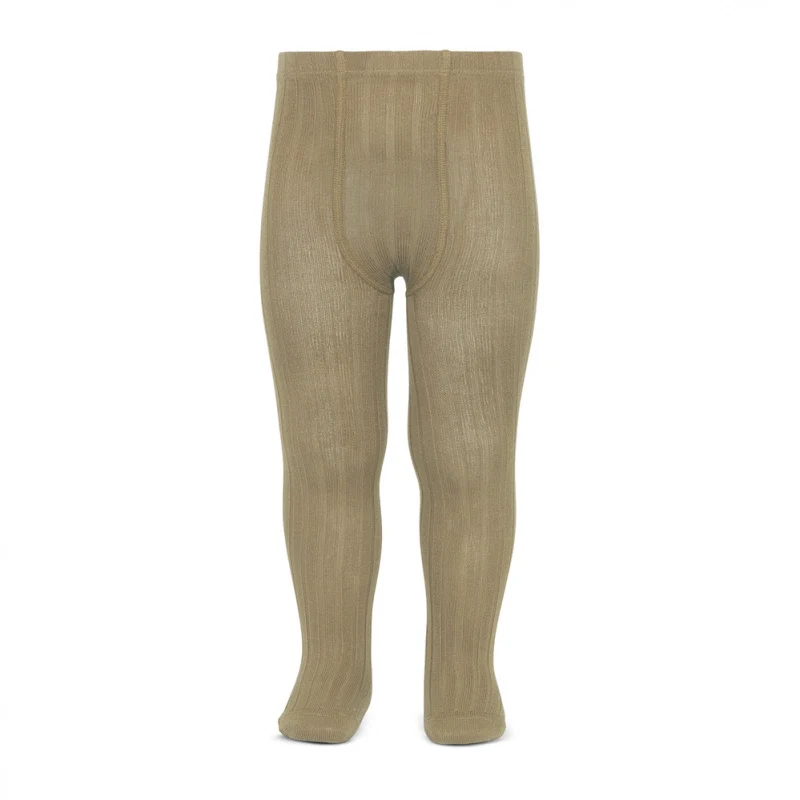 Collant côtelé | coton - Beige foncé