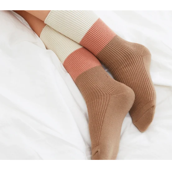 Chaussettes hautes antidérapantes - Latté