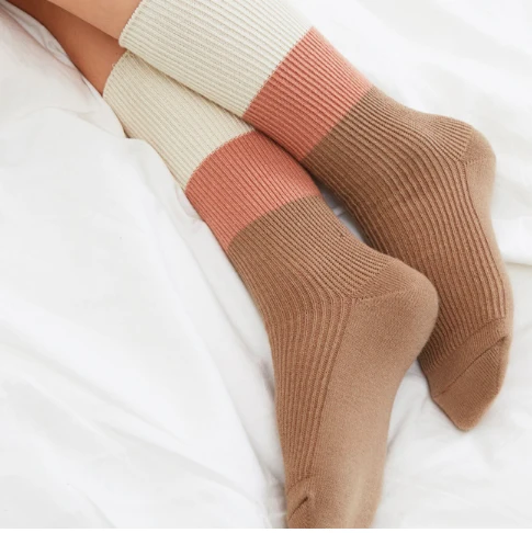 Chaussettes hautes antidérapantes - Latté